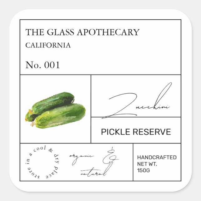 Apothecary Zucchini Label (Front)