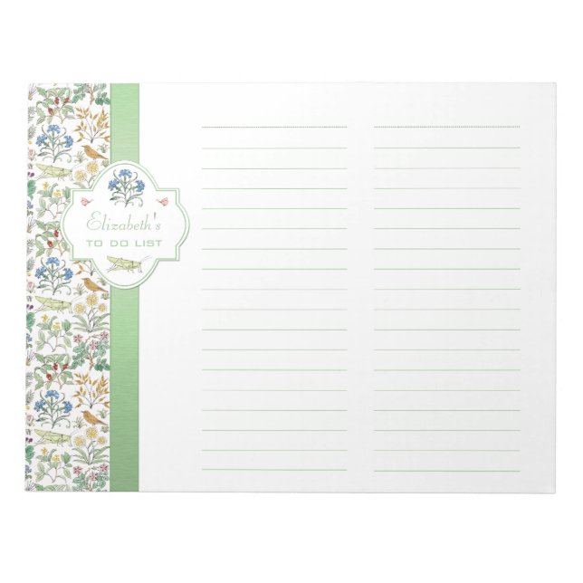 Apothecary's Garden Custom To Do List Notepad (Front)
