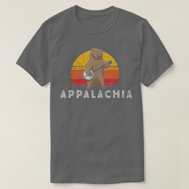 Appalachia Bluegrass Banjo Bear Funny Retro  T-Shirt (Design Front)
