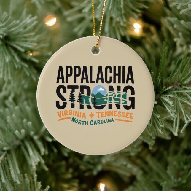 Appalachia Strong Mountain Outdoors Hiking NC  Ceramic Tree Decoration (Tree)