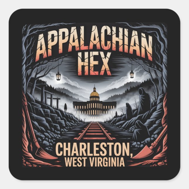 Appalachian Hex Charleston West Virginia Halloween Square Sticker (Front)