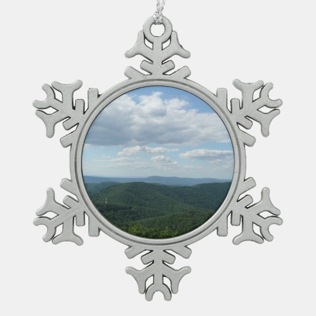 Appalachian Mountains I Shenandoah Snowflake Pewter Christmas Ornament (Front)
