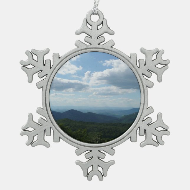 Appalachian Mountains II Shenandoah Snowflake Pewter Christmas Ornament (Front)