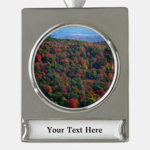 Appalachian Mountains in Fall Silver Plated Banner Ornament