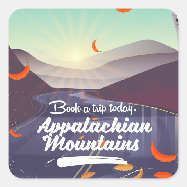 Appalachian Mountains vintage travel poster Square Sticker (Front)