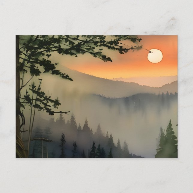 Appalachian Sunrise Watercolor Digital Art   Postcard (Front)