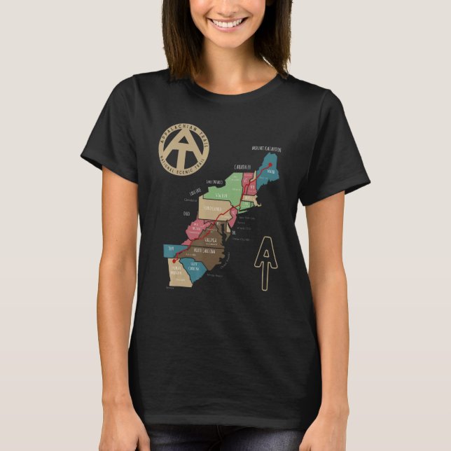 Appalachian Trail Hiking Map T-Shirt (Front)