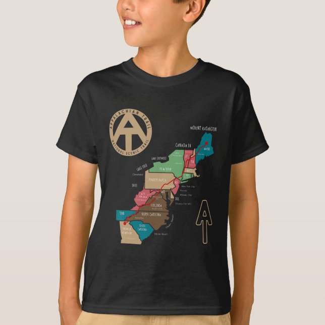 Appalachian Trail Hiking Map  T-Shirt (Front)
