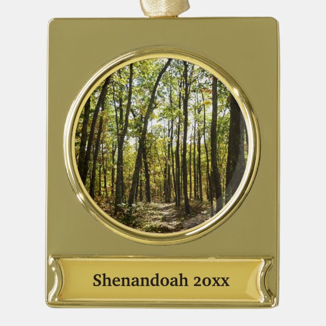 Appalachian Trail in October at Shenandoah Gold Plated Banner Ornament (Front)