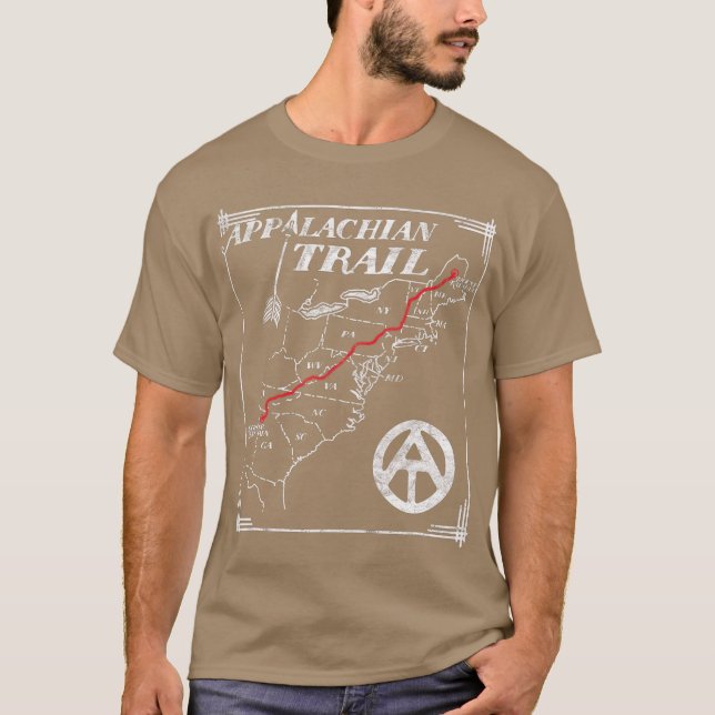 Appalachian Trail Map Retro Vintage States T-Shirt (Front)