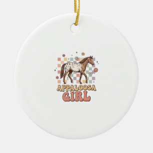 Appaloosa Girl Vintage Horse Western T-Shirt Desig Ceramic Tree Decoration