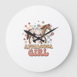 Appaloosa Girl Vintage Horse Western T-Shirt Desig Large Clock