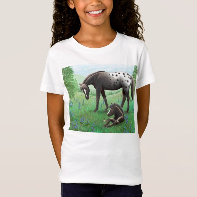 Appaloosa Horse & Foal Girls Babydoll Shirt (Front)
