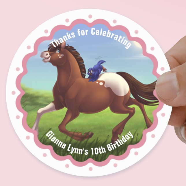 Appaloosa Horse Girl's Birthday Party Thank You Classic Round Sticker (Creator Uploaded)