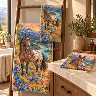 Appaloosa Horse Wildflower River Bath Towel Set