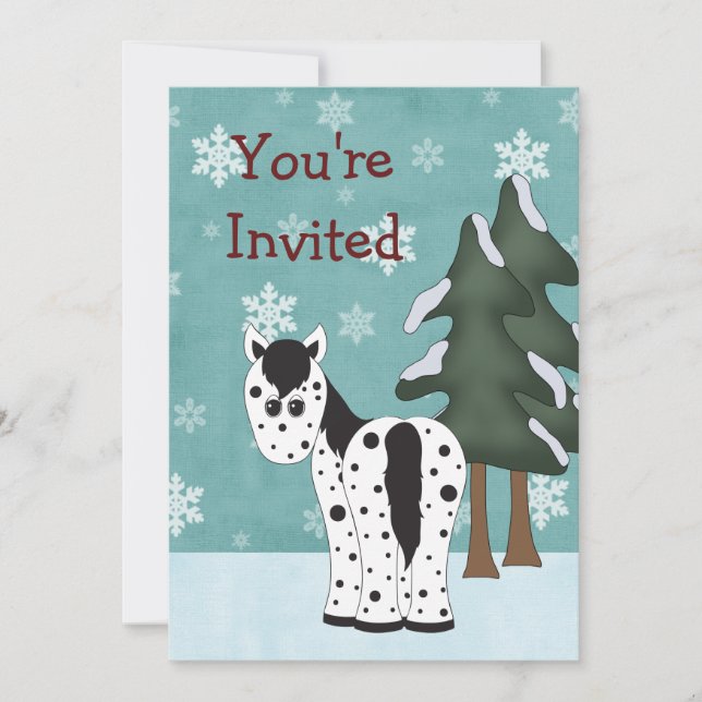 Appaloosa Horse Winter Birthday Invitation (Front)