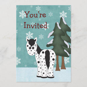 Appaloosa Horse Winter Birthday Invitation