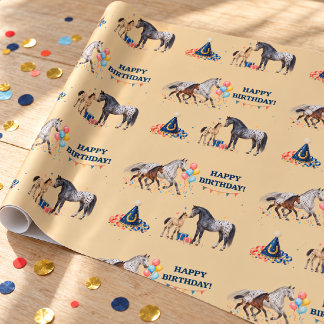 Appaloosa Mare and Foal Western Birthday Wrapping Paper