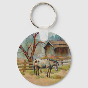 APPALOOSA & OLD BARN by SHARON SHARPE Key Ring