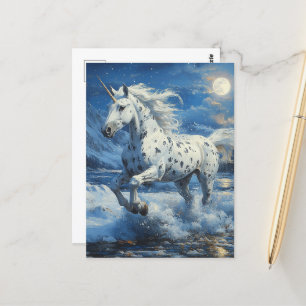 Appaloosa Unicorn on Moonlit Beach Postcard