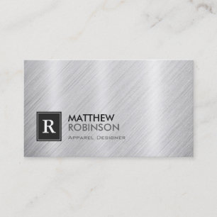 Apparel Designer - Brushed Metal Monogram Business Card