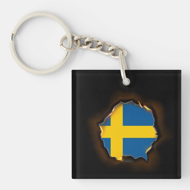 Apparel Sweden Flag Inside Me,Swedish burn marks Key Ring (Front)