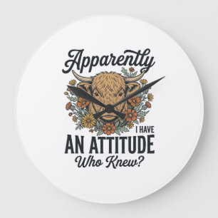 Apparently I Have an Attitude Highland Cow Shirt_1 Large Clock