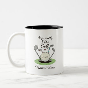 Apparently I Like Golf personalized Name  Two-Tone Coffee Mug