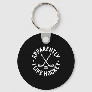 Apparently I Like Hockey Funny Hockey Sport Game D Key Ring
