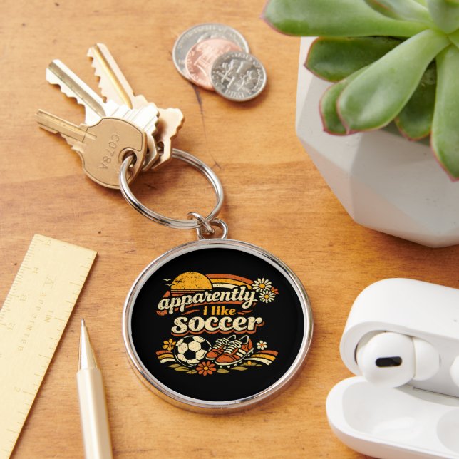 Apparently I Like Soccer  Key Ring (Desk)