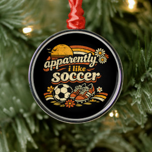 Apparently I Like Soccer Metal Tree Decoration