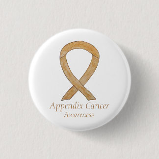 Appendix Cancer Amber Awareness Ribbon Button Pin