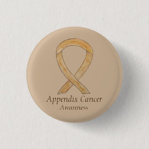 Appendix Cancer Amber Awareness Ribbon Button Pin