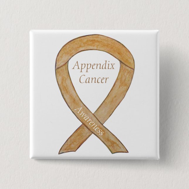 Appendix Cancer Amber Awareness Ribbon Button Pins (Front)