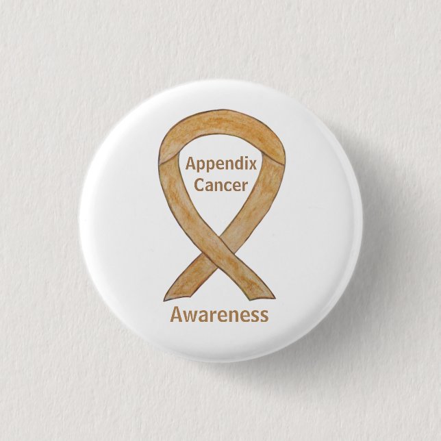 Appendix Cancer Amber Awareness Ribbon Pin Buttons (Front)