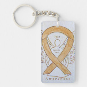 Appendix Cancer Angel Awareness Ribbon Keychain