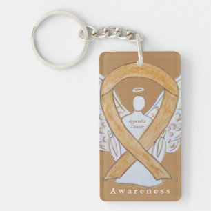 Appendix Cancer Angel Awareness Ribbon Keychain