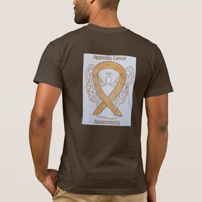 Appendix Cancer Awareness Amber Ribbon Angel Tee (Back)