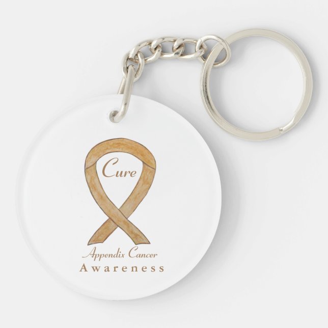 Appendix Cancer Awareness Amber Ribbon Keychain (Back)