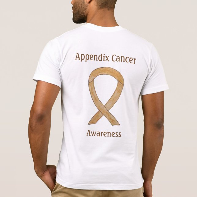 Appendix Cancer Awareness Amber Ribbon T-Shirt (Back)