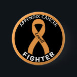 Appendix Cancer Fighter Ribbon Black Button<br><div class="desc">Appendix Cancer Fighter Ribbon Black Button for awareness and support for people fighting appendix cancer.</div>