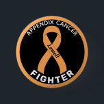 Appendix Cancer Fighter Ribbon Black Button<br><div class="desc">Appendix Cancer Fighter Ribbon Black Button for awareness and support for people fighting appendix cancer.</div>