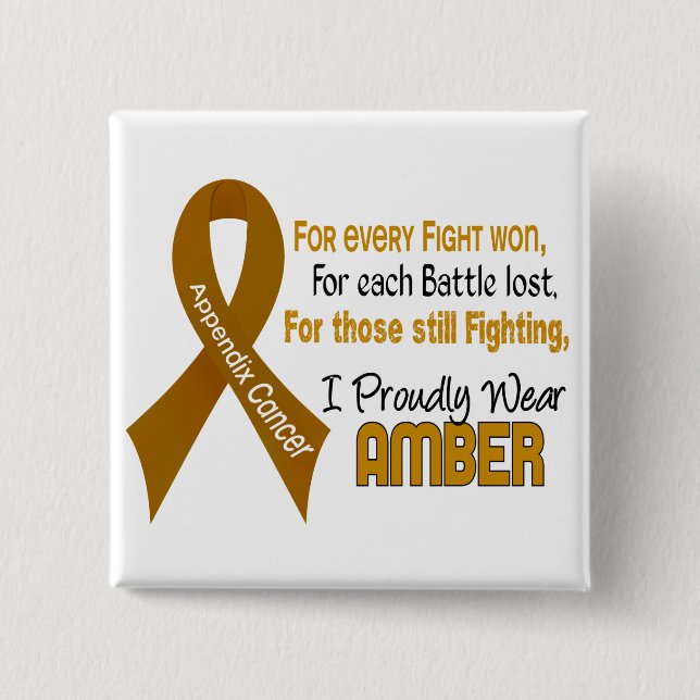 Appendix Cancer For Every…..I Proudly Wear Amber 1 15 Cm Square Badge (Front)