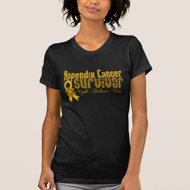 Appendix Cancer Survivor Flower Ribbon T-Shirt (Front)