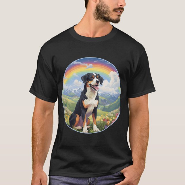 Appenzeller Sennenhund Rainbow Bridge Cute Puppy T-Shirt (Front)