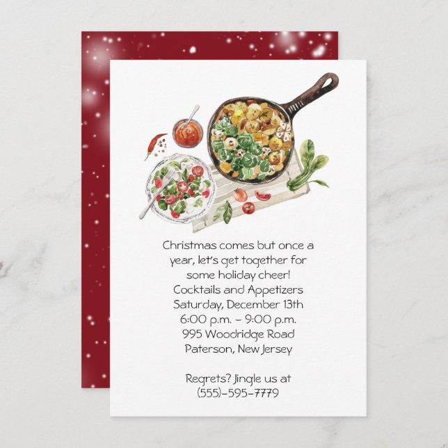 Appetising Food Christmas Party Invitation (Front/Back)