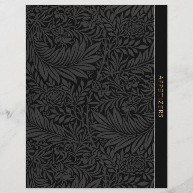Appetizers | Recipe Divider | Vintage Black Floral (Front)