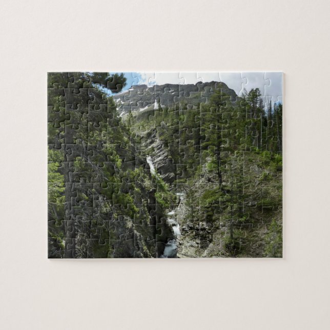 Appistoki Falls and Peak at Glacier National Park Jigsaw Puzzle (Horizontal)
