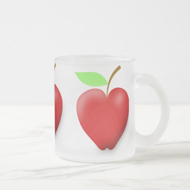 apple-148455 RED HEART SHAPED APPLE VECTOR FRUIT H Frosted Glass Coffee Mug (Right)