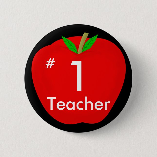 apple, #, 1, Teacher 6 Cm Round Badge (Front)